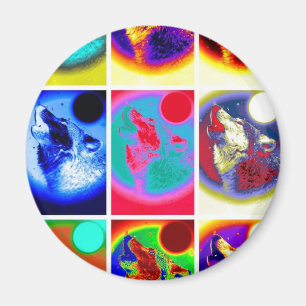 Pop Art Wolf Magneet