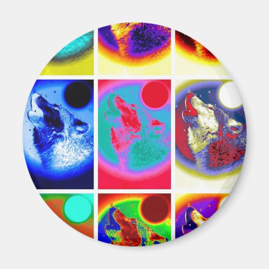 Pop Art Wolf Magneet (Voorkant)
