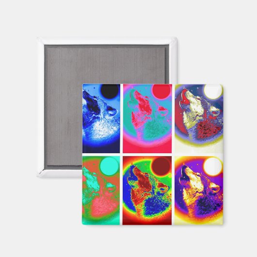 Pop Art Wolf Magneet (Voorkant / Achterkant)