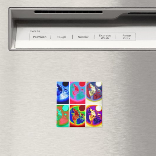 Pop Art Wolf Magneet (Insitu (Vaatwasser))