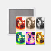 Pop Art Wolf Magneet (Voorkant / Achterkant)