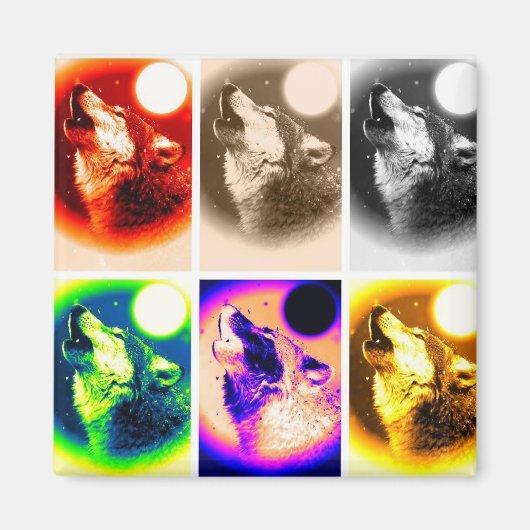 Pop Art Wolf Magneet (Voorkant)