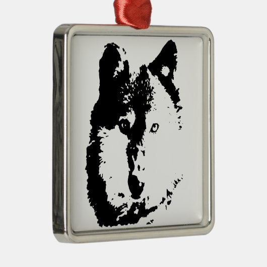 Pop Art Wolf Metalen Ornament (Rechts)