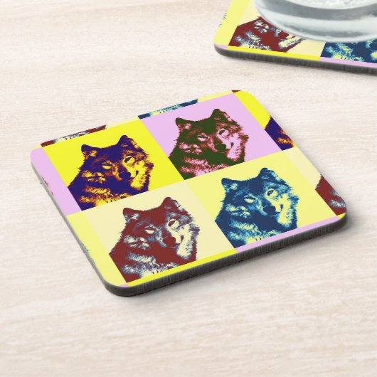 Pop Art Wolf Onderzetter (Linkerzijde)