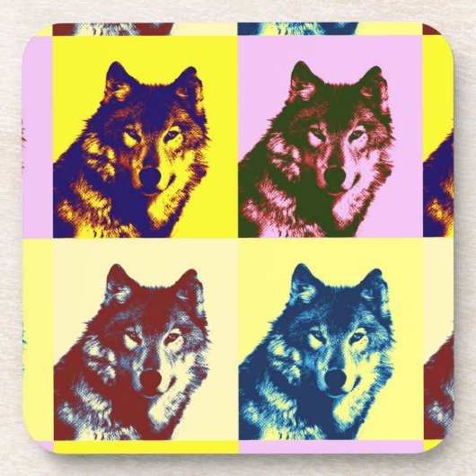 Pop Art Wolf Onderzetter (Voorkant)