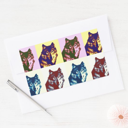 Pop Art Wolf Rechthoekige Sticker (Envelop)