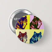 Pop Art Wolf Ronde Button 5,7 Cm (Voorkant /achterkant)