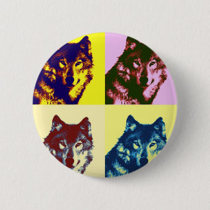 Pop Art Wolf Ronde Button 5,7 Cm
