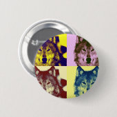 Pop Art Wolf Ronde Button 5,7 Cm (Voorkant /achterkant)