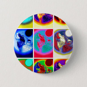 Pop Art Wolf Ronde Button 5,7 Cm