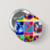 Pop Art Wolf Ronde Button 5,7 Cm (Voorkant /achterkant)