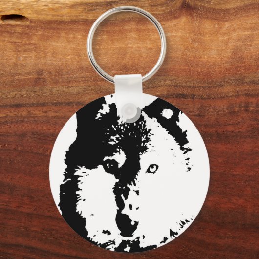 Pop Art Wolf Sleutelhanger (Voorkant)