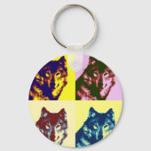 Pop Art Wolf Sleutelhanger (Voorkant)