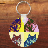 Pop Art Wolf Sleutelhanger (Voorkant)
