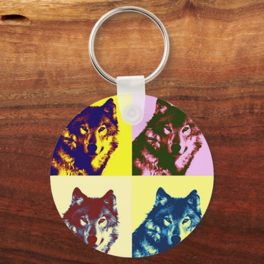 Pop Art Wolf Sleutelhanger (Voorkant)