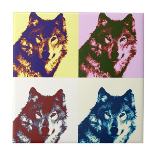 Pop Art Wolf Tegeltje (Voorkant)