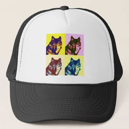 Pop Art Wolf Trucker Pet (Voorkant)