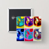 Pop Art Wolf Vierkante Button 5,1 Cm (Voorkant /achterkant)