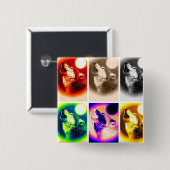 Pop Art Wolf Vierkante Button 5,1 Cm (Voorkant /achterkant)