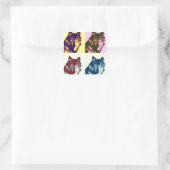 Pop Art Wolf Vierkante Sticker (Tas)