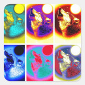 Pop Art Wolf Vierkante Sticker (Voorkant)