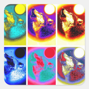Pop Art Wolf Vierkante Sticker