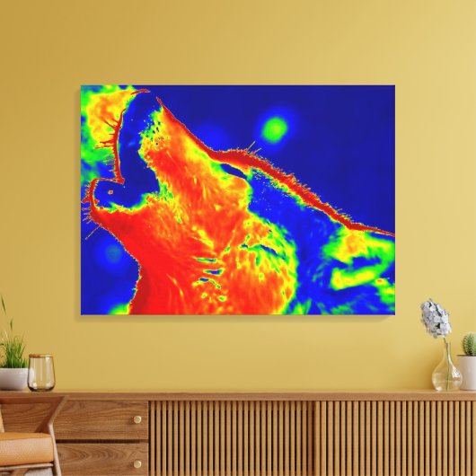 Pop Art Wolf Wrapped Canvas (Insitu (Woonkamer))