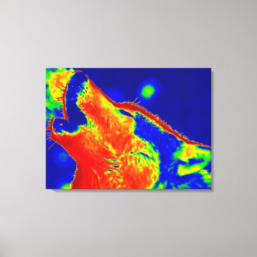 Pop Art Wolf Wrapped Canvas Afdruk (Voorkant)