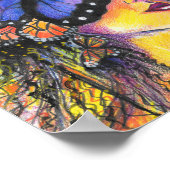 Pop Art Woman Blue Butterfly Portret Poster (Hoek)