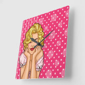 Pop Art Woman Dreaming Vierkante Klok