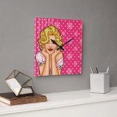 Pop Art Woman Dreaming Vierkante Klok