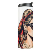 Pop Art Woman Fashion Mood Thermosbeker (Gedraaid links)