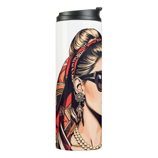 Pop Art Woman Fashion Mood Thermosbeker (Gedraaid links)