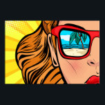 Pop Art Woman in zonnebrillen bij elk Poster<br><div class="desc">Een coole pop kunstvrouw in een zonnebril met een strandreflecterende bril in haar bril. Geweldig met een eenvoudig zwart lijst.</div>