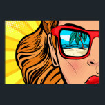 Pop Art Woman in zonnebrillen bij elk Poster<br><div class="desc">Een coole pop kunstvrouw in een zonnebril met een strandreflecterende bril in haar bril. Geweldig met een eenvoudig zwart lijst.</div>