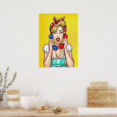 Pop Art Woman op het poster van twee telefoons (Keuken)