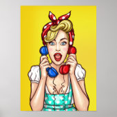 Pop Art Woman op het poster van twee telefoons (Voorkant)