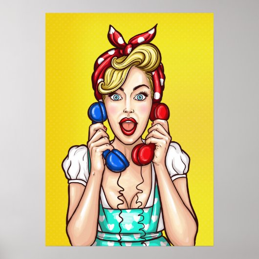 Pop Art Woman op het poster van twee telefoons (Voorkant)