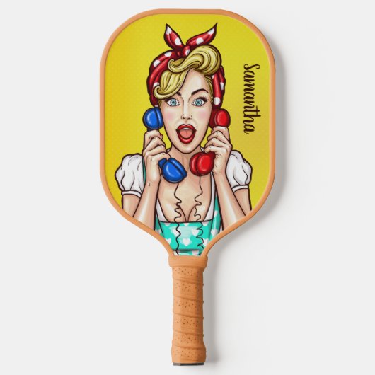 Pop Art Woman Pickleball Paddle (Voorkant)