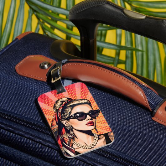 Pop Art Woman – Retro Chic Bagagelabel (Voorkant Insitu 1)