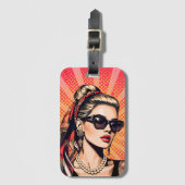Pop Art Woman – Retro Chic Bagagelabel (Voorkant (verticaal))
