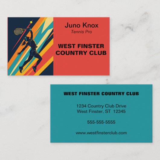 Pop Art Woman Tennis Player Visitekaartje (Voorkant / Achterkant)