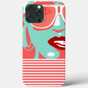 Pop Art Woman White Sunglazen Band Red Lips Case-Mate iPhone Case