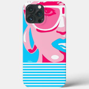 Pop Art Woman White Sunglazen Biting Blue Lips Case-Mate iPhone Case