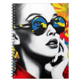 Pop art woman with sunglasses notitieboek