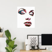 Pop Art Womans Face Gold Makeup schoonheid Abstrac Poster (Thuiskantoor)