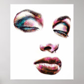 Pop Art Womans Face Gold Makeup schoonheid Abstrac Poster (Voorkant)