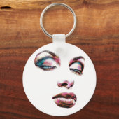 Pop Art Womans Face Makeup schoonheid Abstracte ku Sleutelhanger (Voorkant)