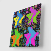 Pop Art Women's Roller Derby Vierkante Klok (Hoek)