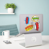 Pop Art Wow Bang OMG Pow! Sticker (Laptop op bureau)